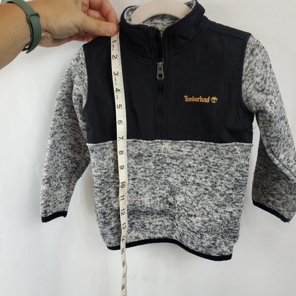 Timberland Boys Black Grey Pullover 1/3 Zip Sz 24mnths Collared Jacket - Picture 6 of 8